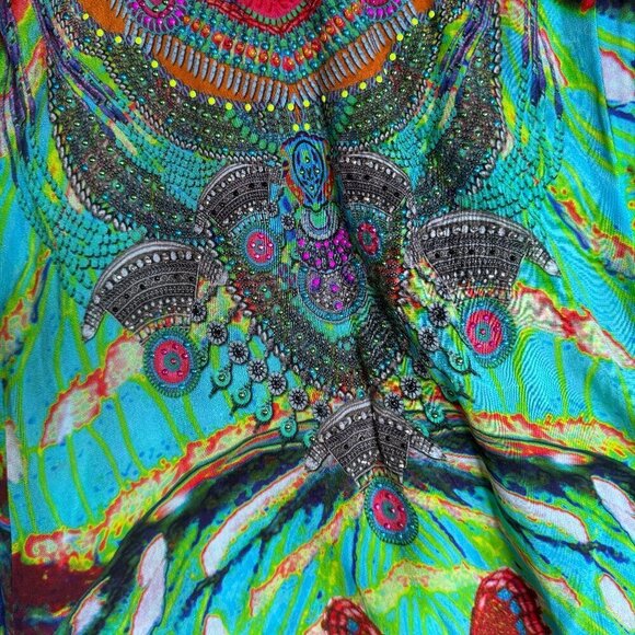 Shahida Parides Plunging Neck Short Dress Silk #1425-16 - Picture 11 of 12